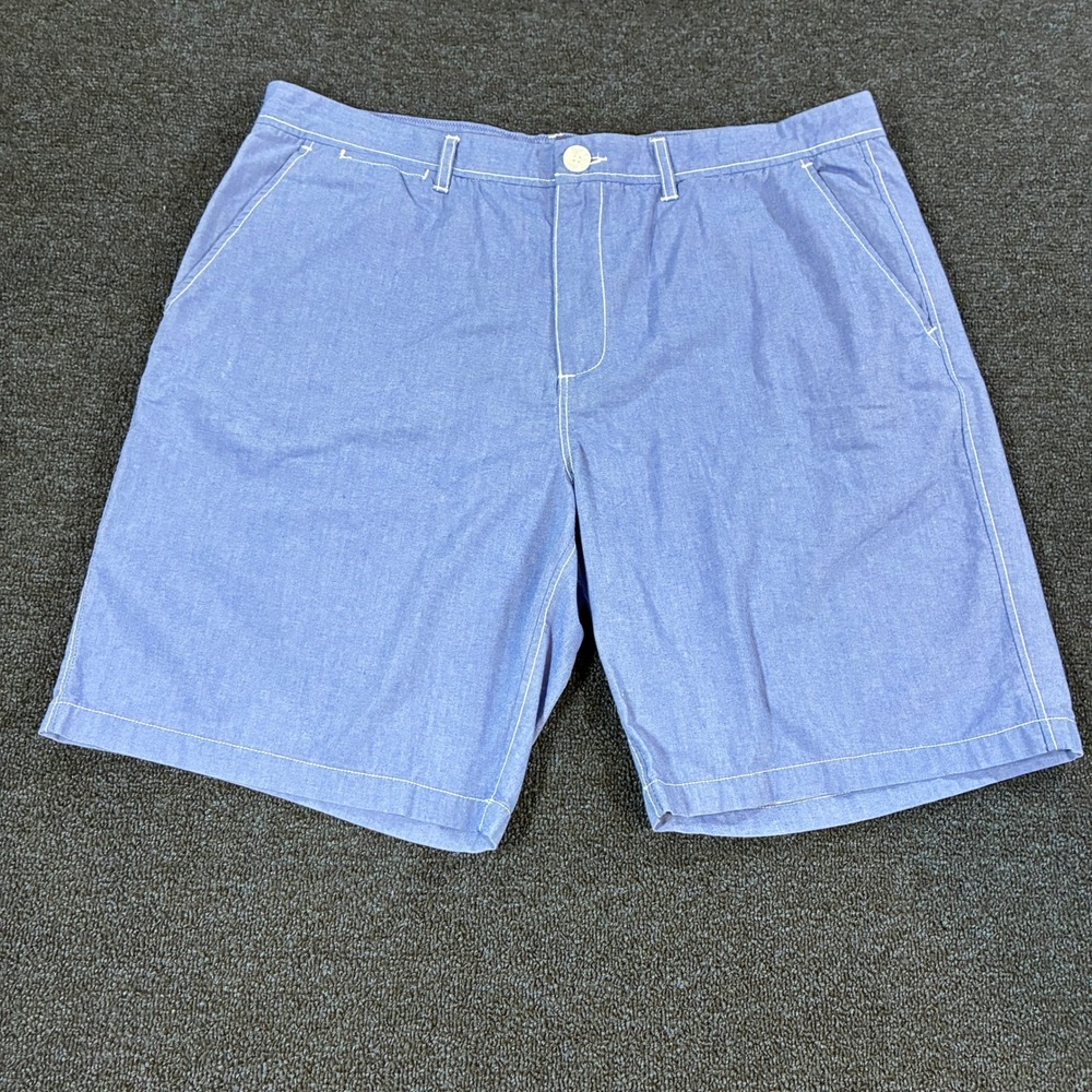 Johnnie-O Chino Shorts Mens 38 Classic Cotton Blue Contrast Stitch Nautical Prep
